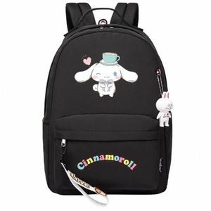 Kawaii Cinnamoroll Jongens Meisjes Kids School Boekentassen Vrouwen Bagpack Tieners Canvas Laptop Rugzak r8UE #