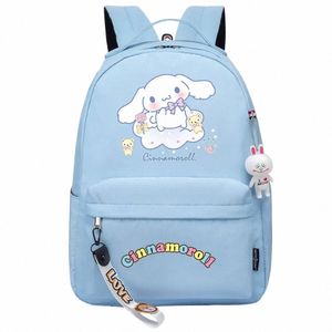 Kawaii Cinnamoroll Jongens Meisjes Kids School Boekentassen Vrouwen Bagpack Tieners Canvas Laptop Rugzak c571 #