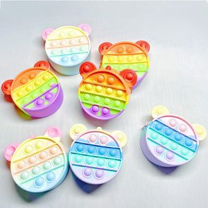 Kawaii Coin Portemonnee Fidget Speelgoed Reliver Stress Toy Rainbow Push Bubble Autism Behoeften Squishy Reliever Speelgoed / Tas