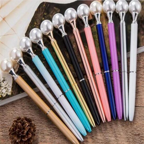 Kawaii coloré perle stylos à bille en métal béquille de la reine stylo à bille cadeau stylos à bille fournitures scolaires boligrafos 20pcs / lot G874231n