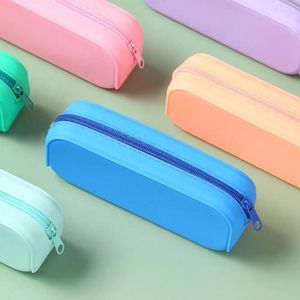 Kawaii – trousse à crayons colorée en Silicone, sac à la mode mignon, pochette de rangement de papeterie, fournitures scolaires pour étudiants, cadeau