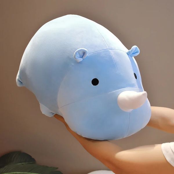 Kawaii coton rhinocéros jouets réaliste en peluche dessin animé Animal oreiller Zoo poupées bébé coussin enfants apaiser jouet fille cadeau d'anniversaire 240113