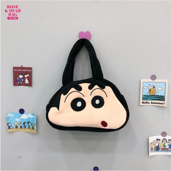 Bolso de felpa Kawaii Crayon Shin-Chan Bolso Kawaii de alta capacidad de dibujos animados Bolso lindo de felpa Crayon Shin-Chan para niños regalo 240312