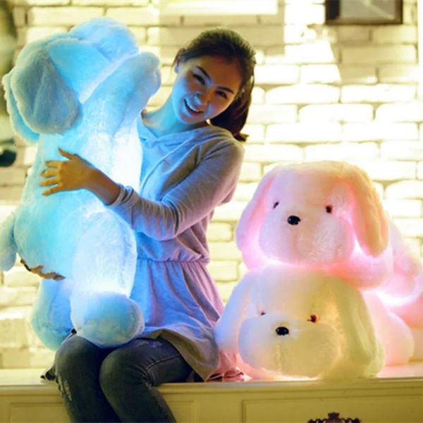 Kawaii Creative Night Light LED Beau chien en peluche et jouets en peluche poupée anniversaire cadeau de Noël pour enfants enfants ami 240115