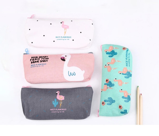 new designer cute creative flamingo canvas pencil case storage organizer pen bags pouch school office supplies christmas gift