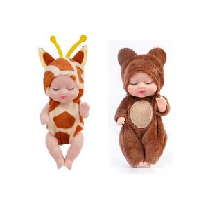Kawaii Dolls Kids 11 cm schattige baby mini -poppen 6 sets handgemaakte dierenpoppenkleding voor Doll Diy Girl aanwezig gratis verzenditem