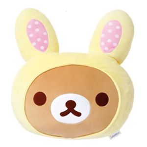 Kawaii lapin de Pâques Rilakkuma oreiller en peluche Anime forme de tête d'ours mignon oreillers ronds décor maison canapé chambre décoration enfants jouets 240103