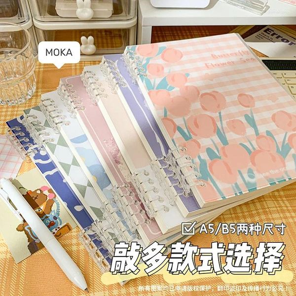 Kawaii – carnet de notes en spirale à feuilles mobiles, couverture de tulipe, 60 feuilles, planificateur d'écriture de produits laitiers, bloc-notes, papeterie esthétique