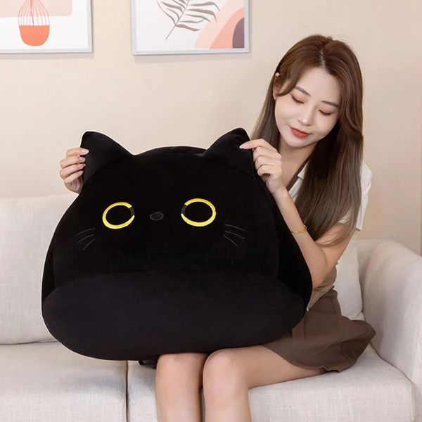 Kawaii géant chat noir en forme d'oreillers en peluche douce poupée belle bande dessinée pendentif animal jouets en peluche filles cadeaux d'anniversaire ornements 240202