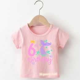 Camiseta Kawaii Girls Lindo número de cumpleaños de sirena