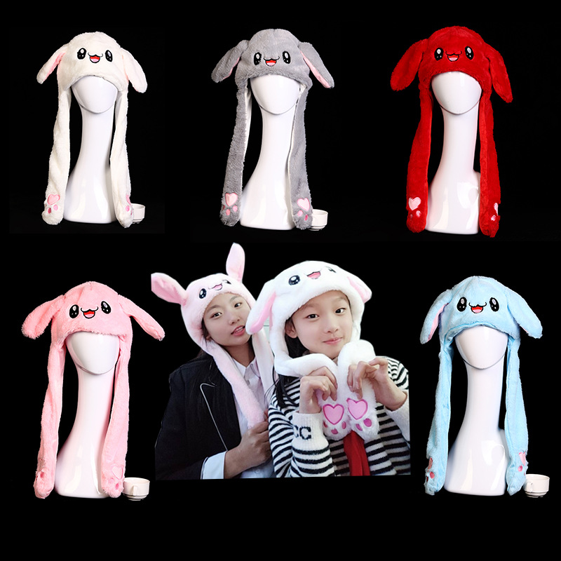 Kawaii Glowing Rabbit Airbao Hut Niedlicher Hut Cartoon Plüsch Plüsch Warmer Hut Großhandel Kostenlose UPS