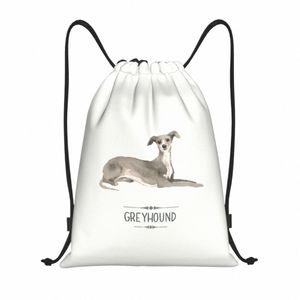 Kawaii Greyhound Dog Sac à dos avec cordon de serrage Sacs Femmes Hommes Léger Pet Whippet Sighthound Gym Sports Sackpack Sacs pour Yoga c3Ww #