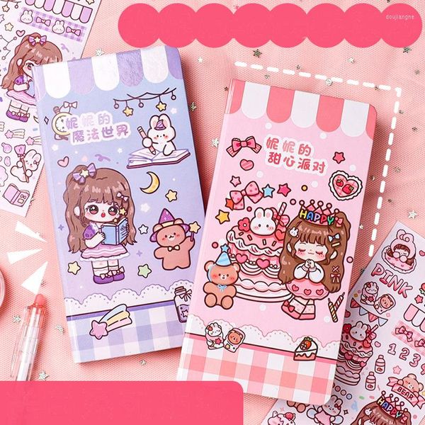 Cuaderno de papel cuadriculado Kawaii, Bloc de notas planificador semanal, agenda de planificación diaria, manual de 88 hojas con pegatina, papelería para estudiantes