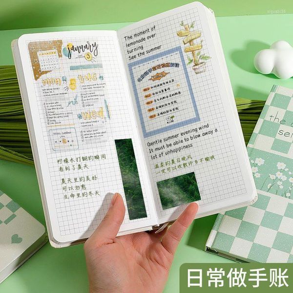 Kawaii Grid Weeks Hand Ledger Original pintado Ins Wind Cute Girl Plan este diario libro de pegatinas