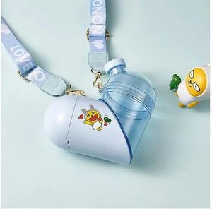 Kawaii hartvormige waterfles met opslag schattige hartwaterfles met riemchritmas geschenken voor vrouwen/tienermeisjes/zus 240510