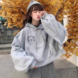 Kawaii Hoodies Fake Tweedelige Hooded Hoge Hals Korte Sweatshirt Vrouwen Koreaanse Trend Losse Plus Fluwelen Dikke Student Streetwear 210526