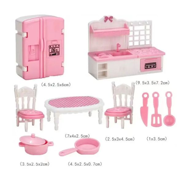 Kawaii Vente chaude 4 articles / lot Dollhouse Furniture Armoire de lit de maquillage chaise chaise pour enfants Accessoires pour Barbie 5.5 '' Baby DIY