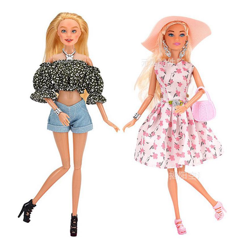 Kawaii artiklar Fashion dockkläder toppar shorts barn leksaker miniatyr docktillbehör 30 cm sak för barbie diy flickor spel närvarande