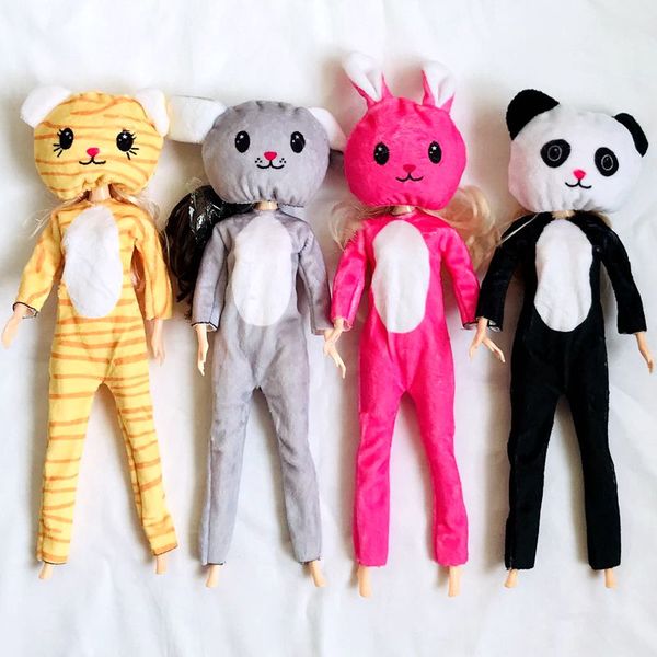 Articles Kawaii, jouets pour enfants, vêtements de poupée à la mode, dessin animé, tigre, lapin, Panda, modèle Animal, accessoires de tenue pour Barbie, jeu de bricolage