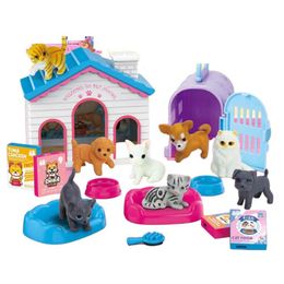 Kawaii items Kids Toys Miniatuur Dollhouse Accessoires Pet Animal Cat Dogs Shop voor Barbie House Diy Game Kerstcadeau