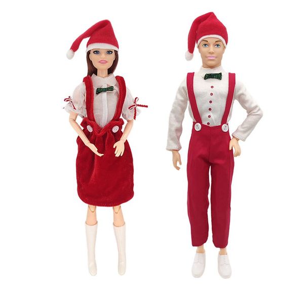 Kawaii Articles Amant Porter Des Vêtements De Noël Poupée Robe Enfants Jouets Dolly Accessoires Livraison Gratuite Choses Pour Barbie Ken DIY Présent