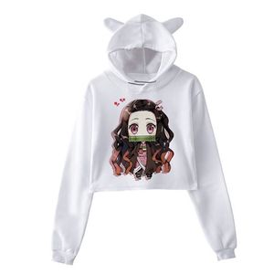 Kawaii Japanse Anime Demon Slayer Hoodies Vrouw Harajuku Cartoon Kimetsu No Yaiba Printing Hoodie Koreaanse Sweatshirts Dames 220114