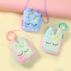 Kawaii Kirby sacs à dos en peluche jouet dessin animé licorne porte-monnaie sac pour écouteurs jouets en peluche pour les filles cadeaux d'anniversaire