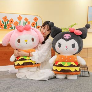 Kawaii kuromi mijn melodie hamburg pluche pop gevulde kussen anime cartoon plushie kamer decor poppen kinderen verjaardagscadeau