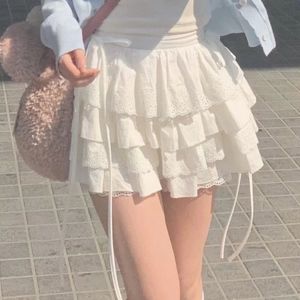Kawaii en dentelle jupe pour femmes fille mignonne lolita blanc aliné plissé japonais harajuku mode vêtements 240524