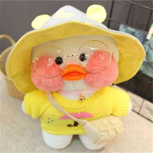 kawaii LaLafanfan coffee yellow duck plush toy creative stuffed duck soft doll animal dolls baby toys birthday gift for girl Y211119