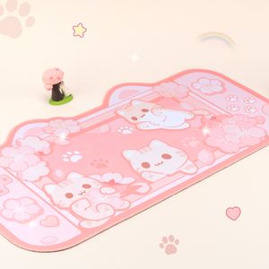 Kawaii grand tapis de souris de jeu Extra XXL rose Sakura chat Macbook mignon tapis tapis clavier ordinateur portable Gamer accessoires de bureau