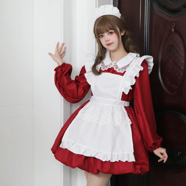 Kawaii Lolita Anime Maid tenue rose Blue Cosplay Maid Maid Jupe Lolita Costume mignon Japonais cosplay Costumes Anime tenue