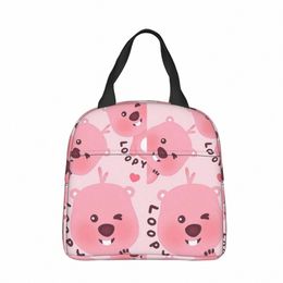 Kawaii Loopy Carto Beaver Sacs à lunch isolés Sac isotherme réutilisable mignon grand fourre-tout boîte à lunch fille garçon collège pique-nique w0W9 #