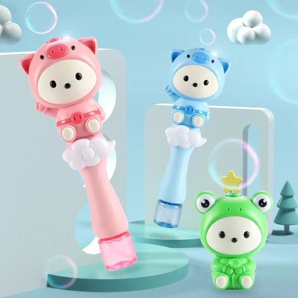 Kawaii baguette magique bulle baguette automatique machine de soufflage de bulles avec lumières musique été fête en plein air mariage enfants jouets 240329