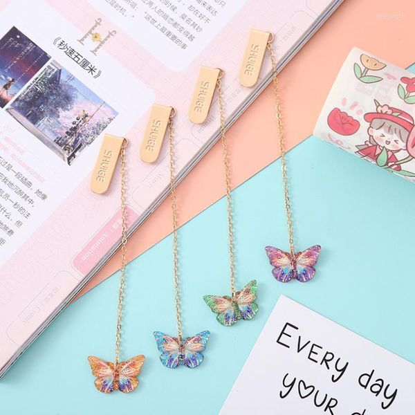 Kawaii Métal Pendentif Fantaisie Papillon Signet Étudiant Exquis Étude Papeterie Accessoires Mignon Fille Décoratif Livre Titulaire