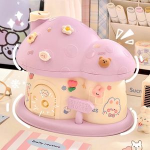 Kawaii Mushroom Piggy Bank for Kids Adults mignon grande boîte d'argent en plastique avec clé de verrouillage Organisateur d'anniversaire Gift 240518