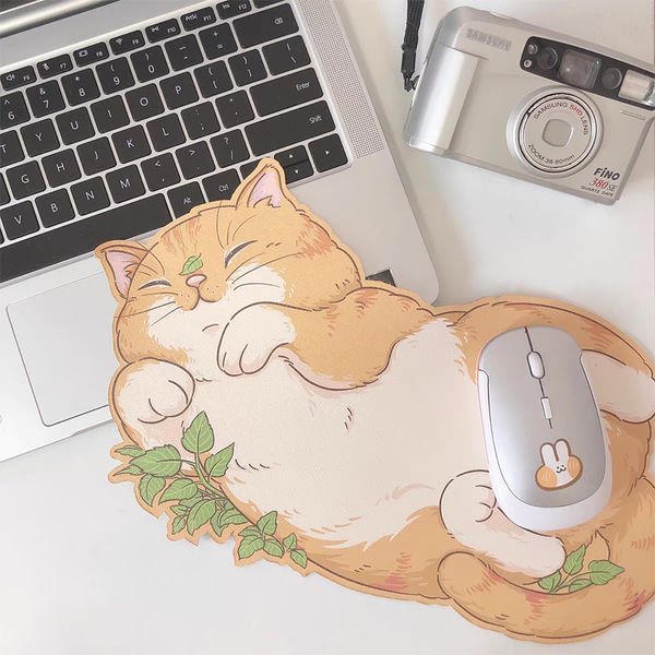 Kawaii Orange chat bureau ordinateur bureau tapis Table clavier tapis de souris dormir bleu chat bureau tapis antidérapant Gamer tapis de souris tapis