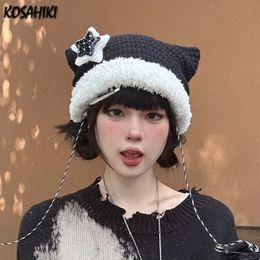 Kawaii patchwork tricot beanie chapeau ins 3d étoile fée casquette de tricot de fée