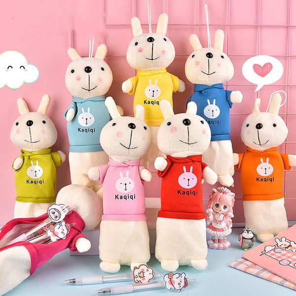 Bolsas de lápices Kawaii, estuche de lápices de conejo de peluche para niñas, caja de lápices escolares, estuche de lápices, suministros escolares, regalos de papelería