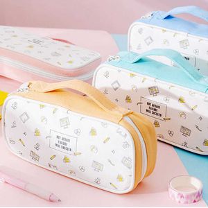 Kawaii – trousse à crayons de grande capacité, pochette multicouches à fermeture éclair, sac à crayons Portable pour écoliers, trousses à crayons mignonnes de papeterie