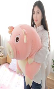 Kawaii rose cochon en peluche fille géante tenant oreiller de couchage poupée longue bande cochon oreiller pour fille doux cadeau 43 pouces 110 cm DY506068954350