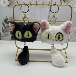 Kawaii pluche kat sleutelhanger piepende pp katoen gevulde kitten pop witte zwarte katten sleutelhangers tas hanger