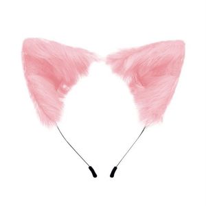 Kawaii pluche roze katten oren hoofdband realistische harige donzige dierband lolita cosplay fox anime kostuum haaraccessoires249h