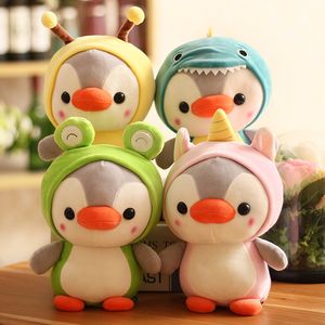 Kawaii Plush Toy Penguin Turn To Dinosaur Frog Unicorn Bee Stuffed Doll Cartoon Animal Birthday Christmas Gift for Kids Children