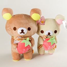 Kawaii Rilakkuma Plush Toys Strawberry Teddy Bear Gevulde pop knuffels Leuk Animal Kawaii Room Decor Birthday Gift for Kid