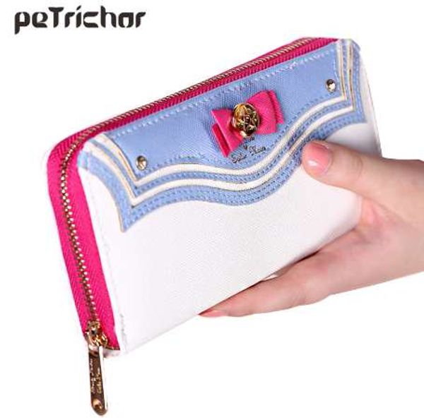 Cartera larga de cuero Kawaii Sailor Moon para mujer, moda japonesa, bolso con cremallera, bolso de mano encantador para mujer