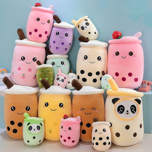 Kawaii Petite Taille Dessin Animé Bulle Tasse De Thé Peluche Jouets Drôle Boba Oreiller En Peluche Doux Fraise Panda Lait Thé Coussin Bébé Cadeau C1206