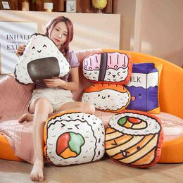 Kawaii Soft Japanese Sushi Plush Pillow Cute Rice Ball Gevulde speelgoed Het tweede element Dumpling Doll J220704