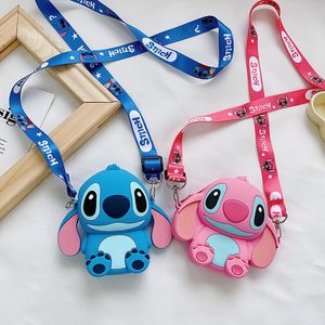 Kawaii Stitch Silicone Purse Messenger Bag Anime Figuur Stich Angel Cute Children Storage Tas Backpack Kids Toys Christmas Gift
