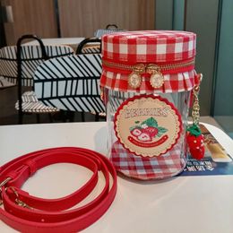 Kawaii fraise confiture forme femmes sacs à main et sacs à main clair rouge filles sac à bandoulière concepteur nouveauté sac à bandoulière femme pochette 240102